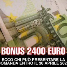 Arriva il bonus da 2400 euro