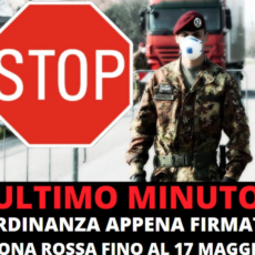 Nuova ordinanza: Zona rossa fino al 17 maggio